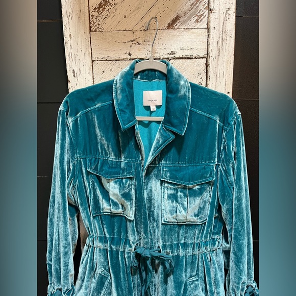 cinq a' sept Mathieu Tie-front Velvet
Utility Jacket In Pacific Turquoise NWOT - Picture 3 of 9